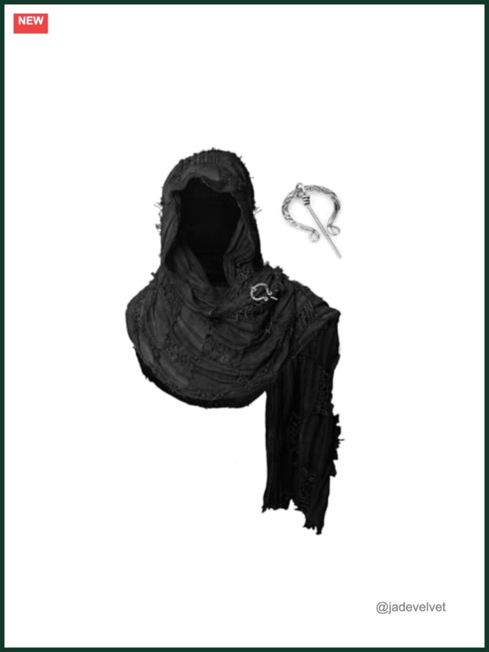 Medieval Hooded Shawl Cape with Viking Brooch Unisex Costume